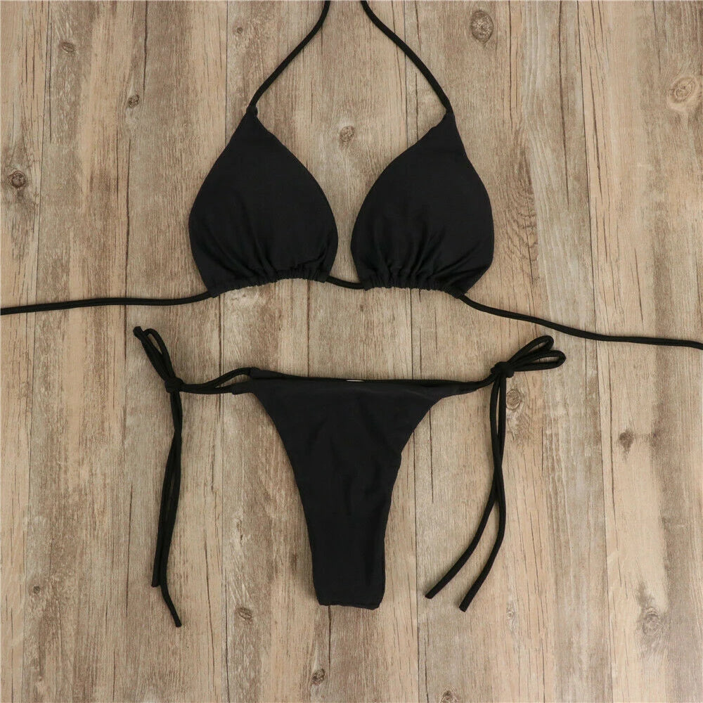 Maillot de bain pour femmes solide réglable avec bretelles plusieurs couleurs