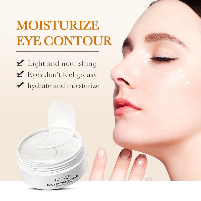 60pcs BIOAQUAE Masque pour les yeux à pulpe brute Anti Cernes Sacs pour les yeux Dissolvant Raffermissant Hydratant
