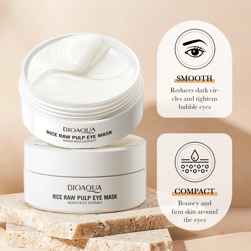 60pcs BIOAQUAE Masque pour les yeux à pulpe brute Anti Cernes Sacs pour les yeux Dissolvant Raffermissant Hydratant