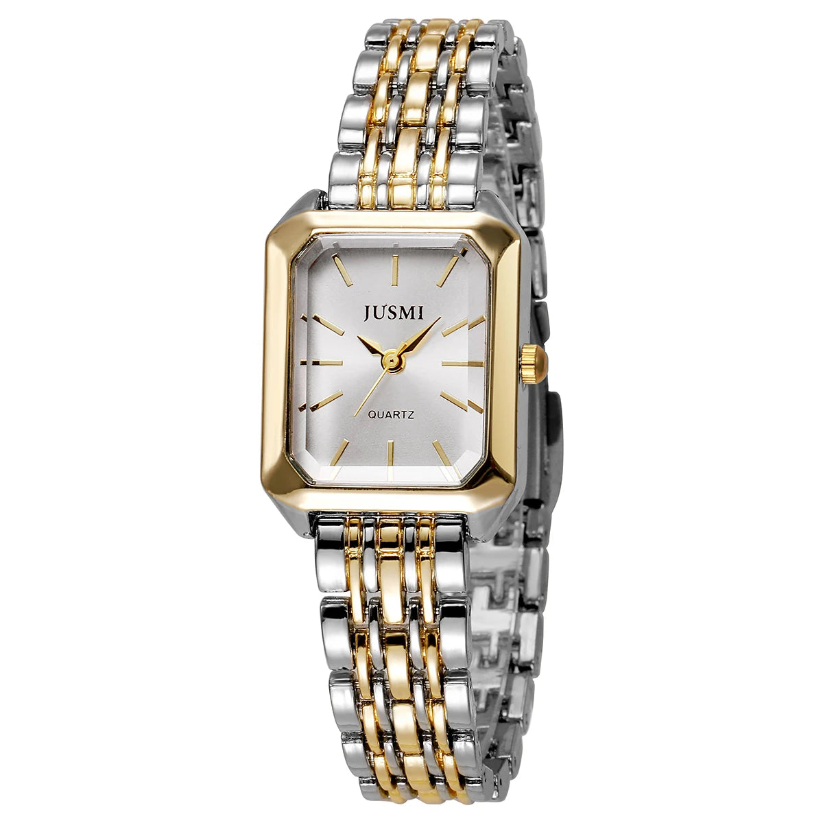Nouvelle montre à quartz à la mode simple explosive à barre carrée à cadran en bande d'acier