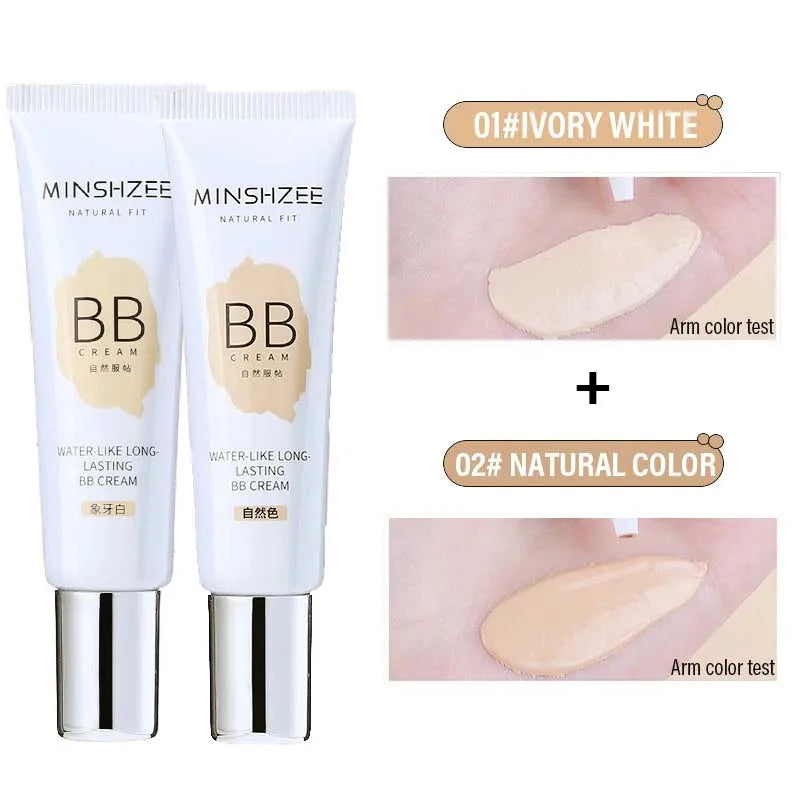 Moisturizing Liquid Foundation BB Cream Waterproof Lasting Ivory White Natural Color Base Concealer Lightweight NonSticky Makeup
