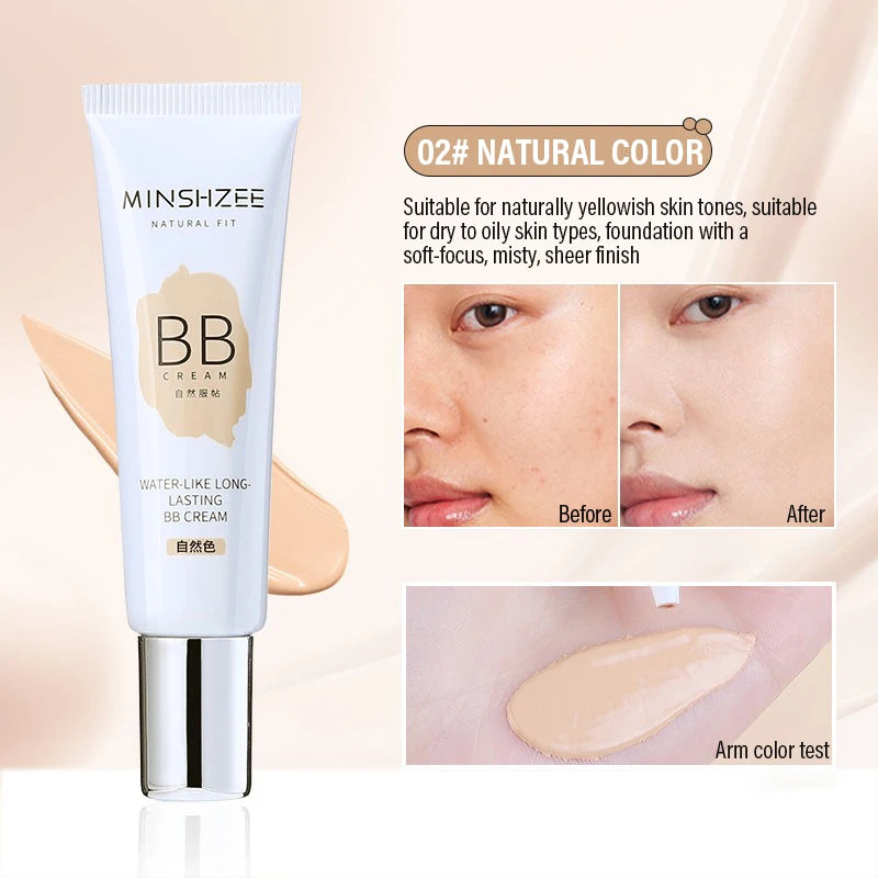 Moisturizing Liquid Foundation BB Cream Waterproof Lasting Ivory White Natural Color Base Concealer Lightweight NonSticky Makeup