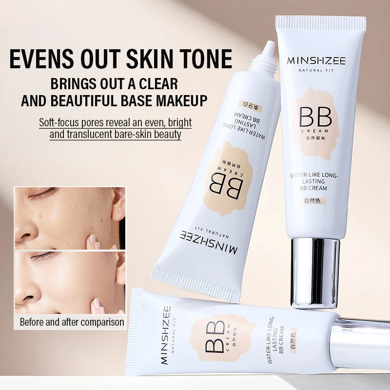 Moisturizing Liquid Foundation BB Cream Waterproof Lasting Ivory White Natural Color Base Concealer Lightweight NonSticky Makeup