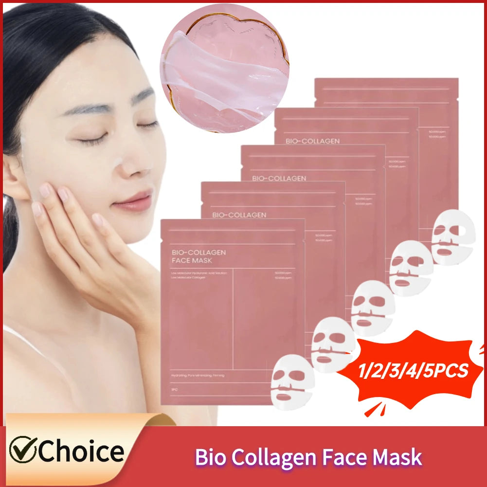 1-5pcs Bio Collagen Masque de nuit hydratant, rafraîchissant, éclaircissant, soins de la peau du visage