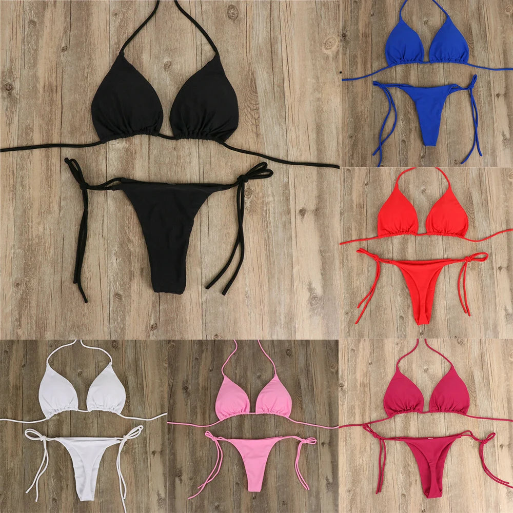 Maillot de bain pour femmes solide réglable avec bretelles plusieurs couleurs