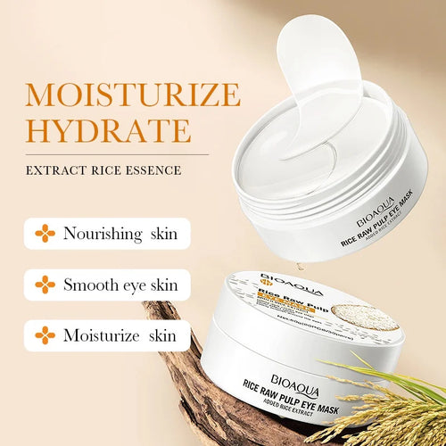 60pcs BIOAQUAE Masque pour les yeux à pulpe brute Anti Cernes Sacs pour les yeux Dissolvant Raffermissant Hydratant
