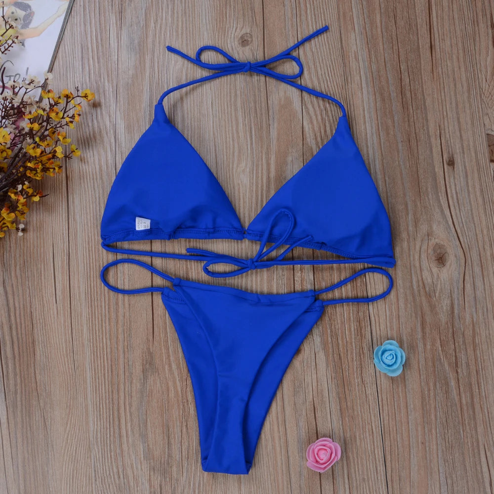 Maillot de bain pour femmes solide réglable avec bretelles plusieurs couleurs