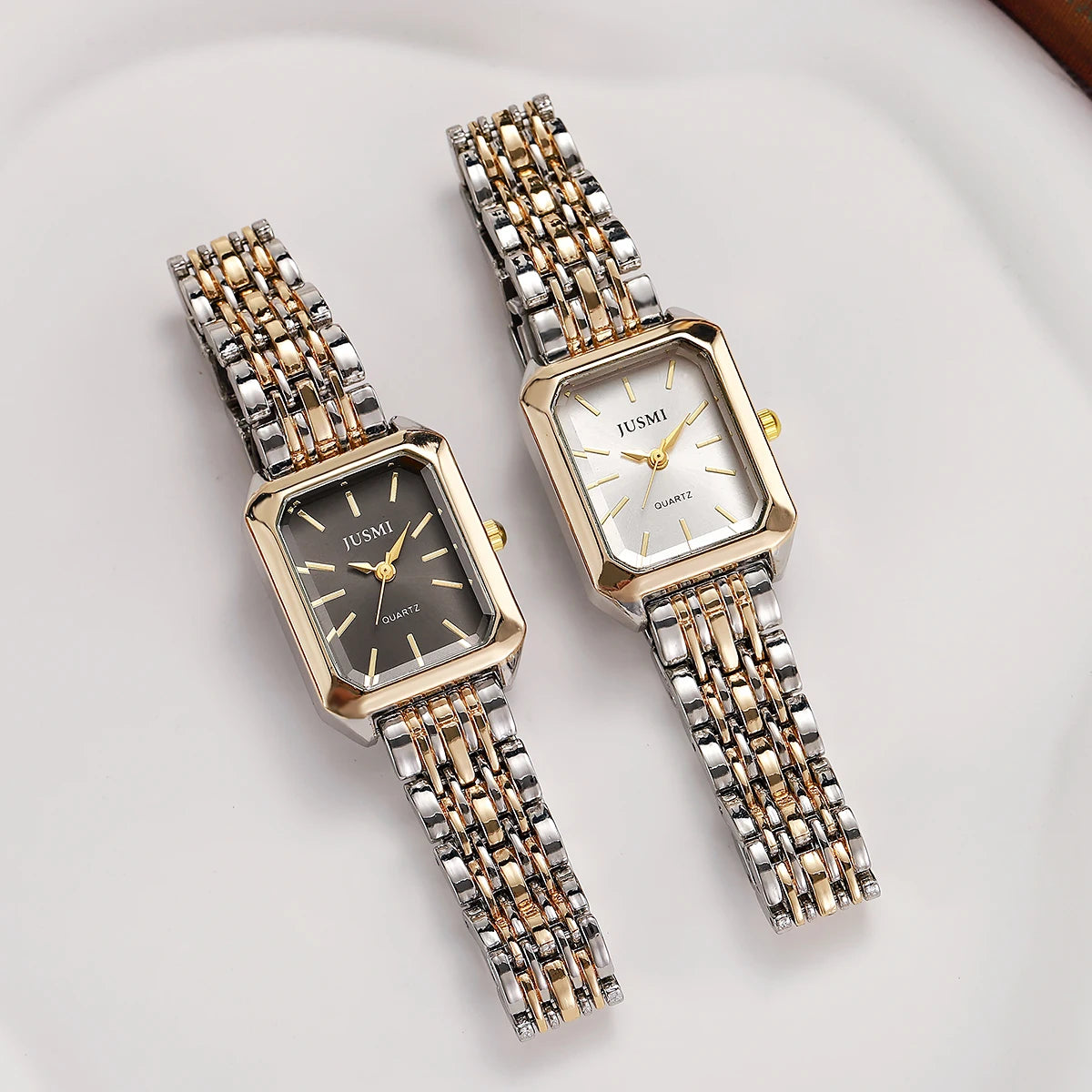 Nouvelle montre à quartz à la mode simple explosive à barre carrée à cadran en bande d'acier